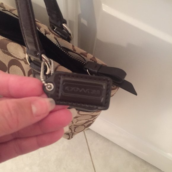 Coach Signature Canvas Stripe Tote Shoulder Bags